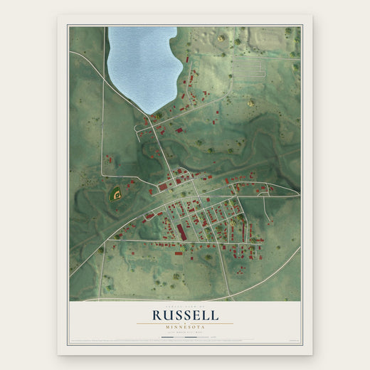 Russell, Minnesota map print, the full design