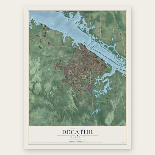 Decatur, Alabama map print, the full design