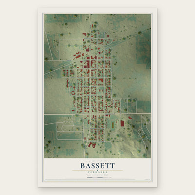 Bassett, Nebraska map print, the full design