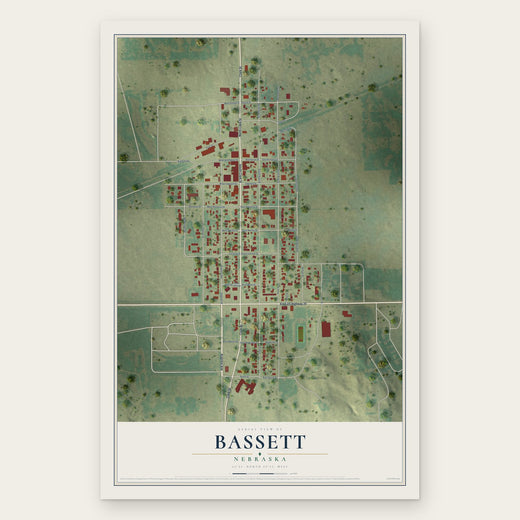 Bassett, Nebraska map print, the full design