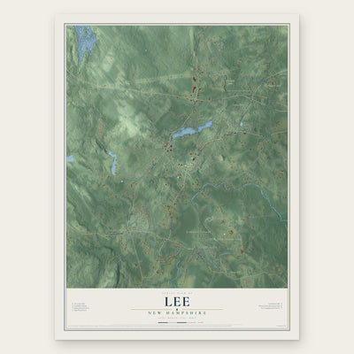 Lee, New Hampshire map print, the full design