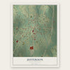 Jefferson, South Carolina map print, the full design