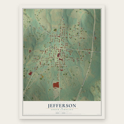 Jefferson, South Carolina map print, the full design