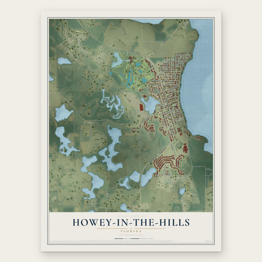 Howey-in-the-Hills, Florida map print, the full design