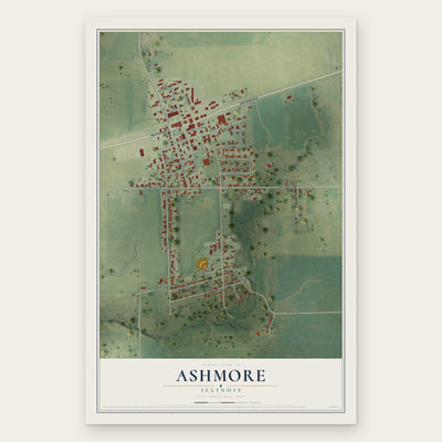 Ashmore, Illinois map print, the full design