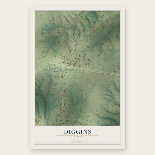 Diggins, Missouri map print, the full design