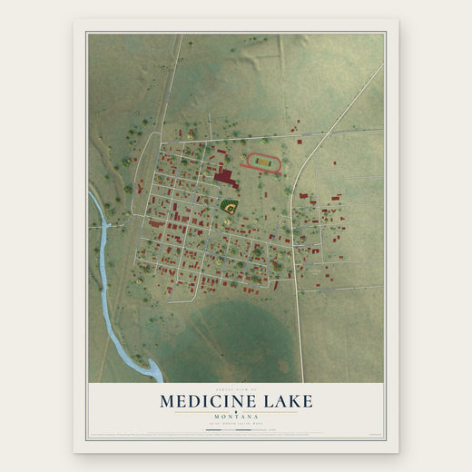 Medicine Lake, Montana map print, the full design