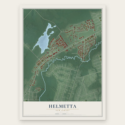 Helmetta, New Jersey map print, the full design