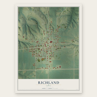 Richland, Iowa map print, the full design