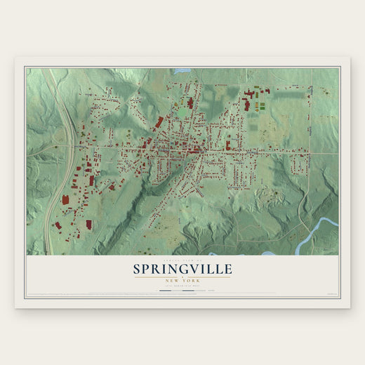 Springville, New York map print, the full design