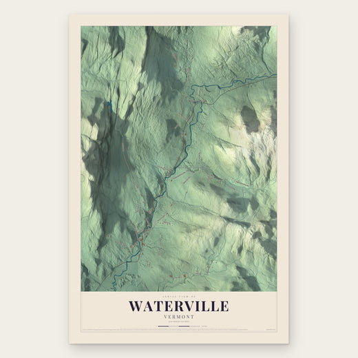Waterville, Vermont map print, the full design