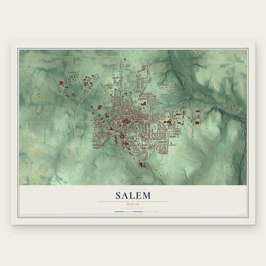 Salem, Ohio map print, the full design