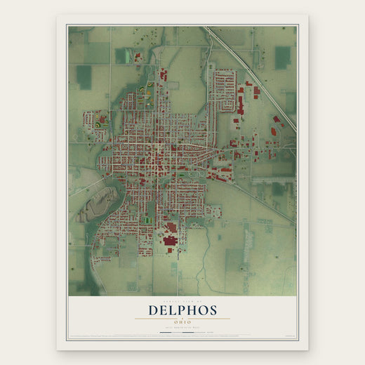 Delphos, Ohio map print, the full design
