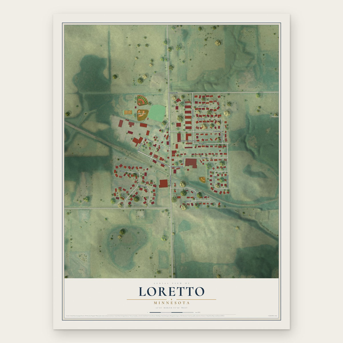 Loretto, Minnesota map print, the full design