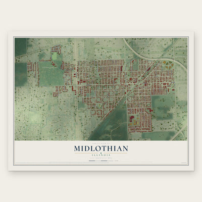 Midlothian, Illinois map print, the full design