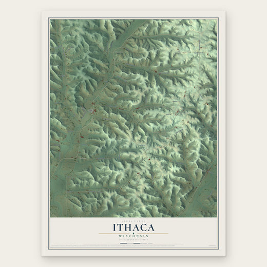 Ithaca, Wisconsin map print, the full design