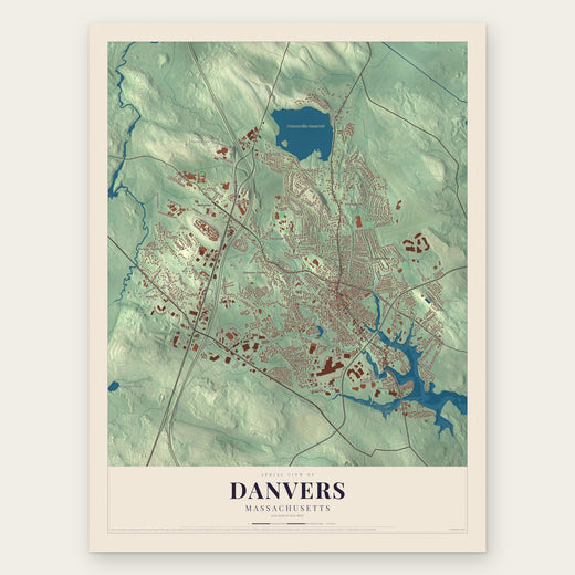 Danvers, Massachusetts map print, the full design