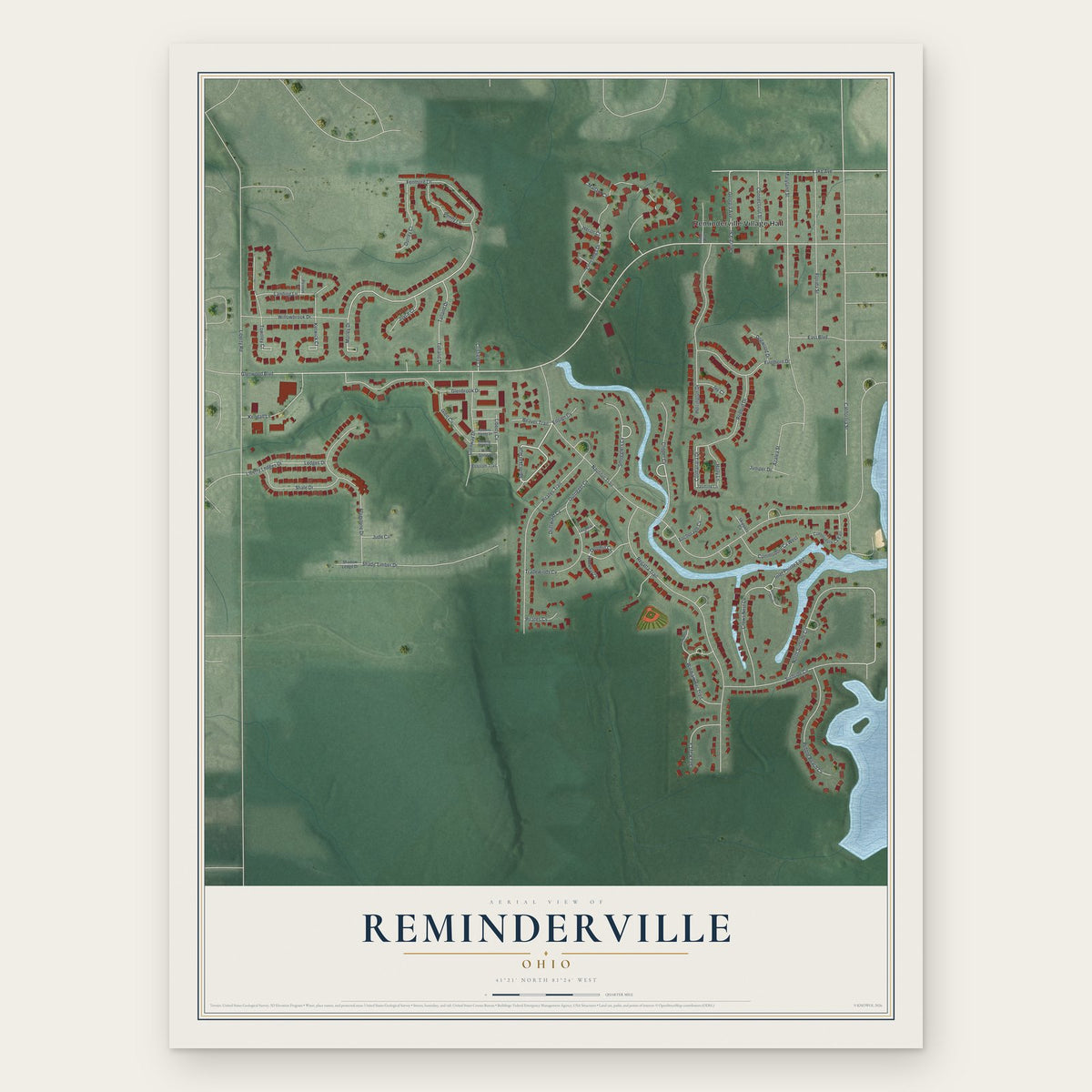 Reminderville, Ohio map print, the full design