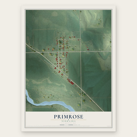 Primrose, Nebraska map print, the full design