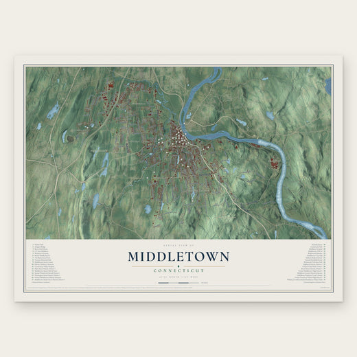 Middletown, Connecticut map print, the full design