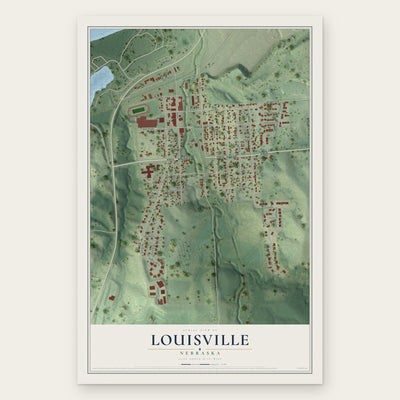 Louisville, Nebraska map print, the full design