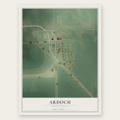 Ardoch, North Dakota map print, the full design