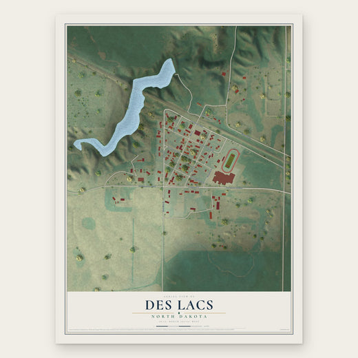 Des Lacs, North Dakota map print, the full design