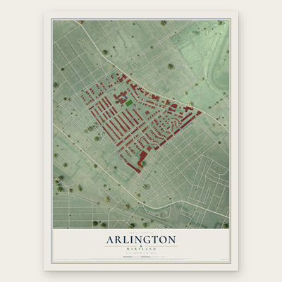 Arlington, Maryland map print, the full design