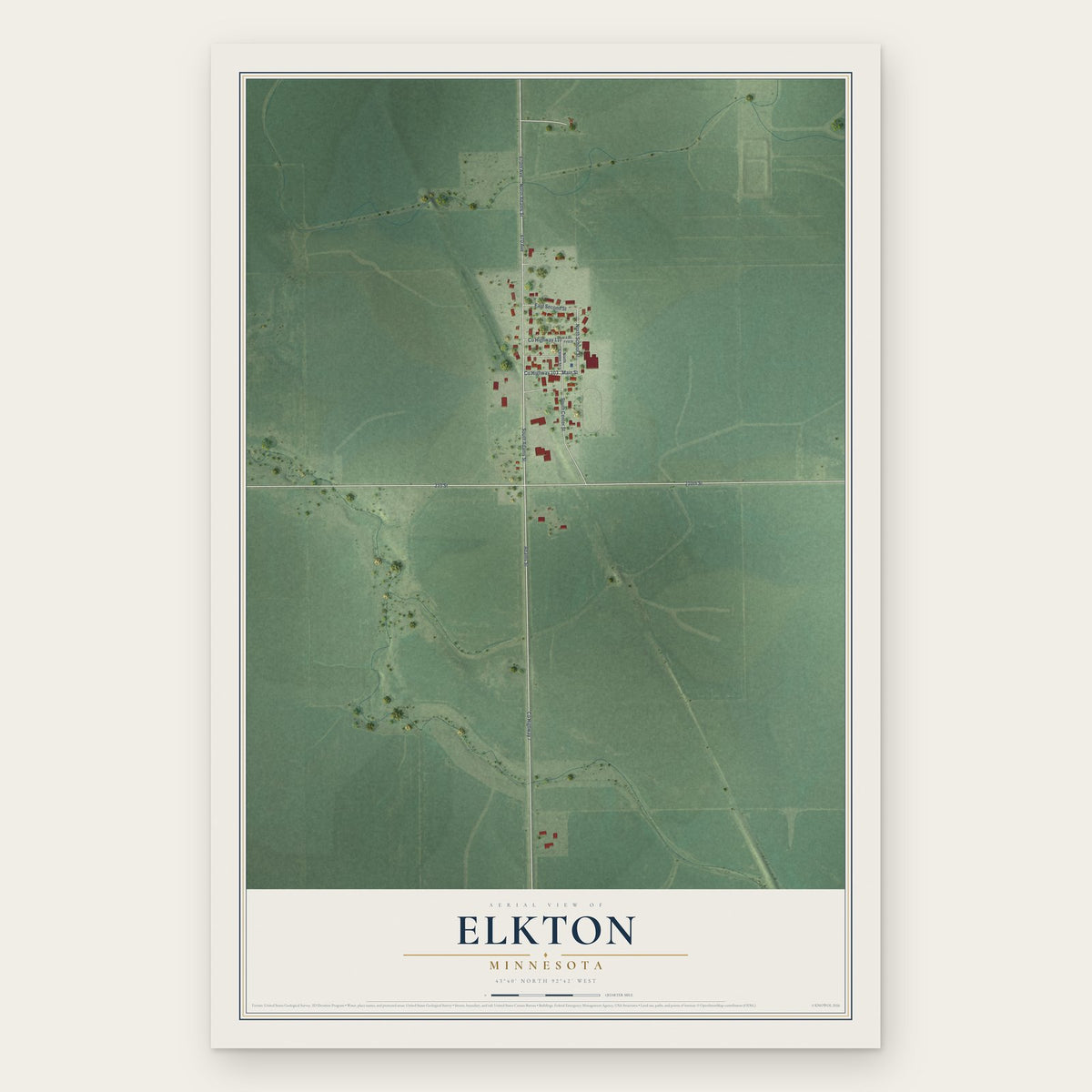 Elkton, Minnesota map print, the full design