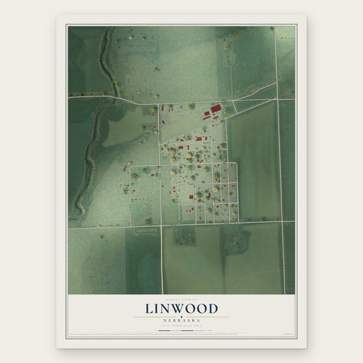 Linwood, Nebraska map print, the full design