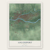Logansport, Indiana map print, the full design