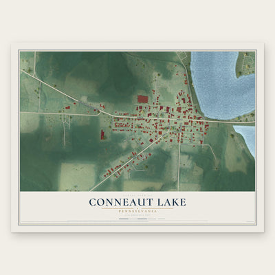 Conneaut Lake, Pennsylvania map print, the full design