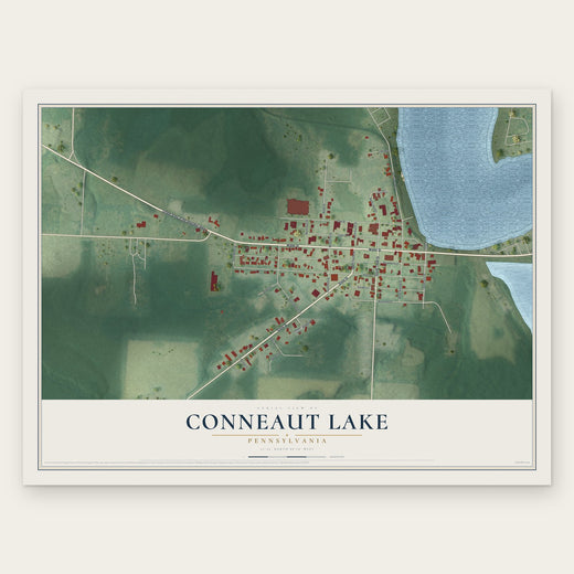 Conneaut Lake, Pennsylvania map print, the full design