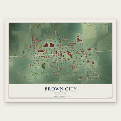 Brown City, Michigan map print, the full design