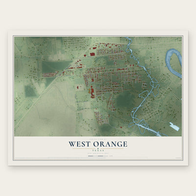 West Orange, Texas map print, the full design