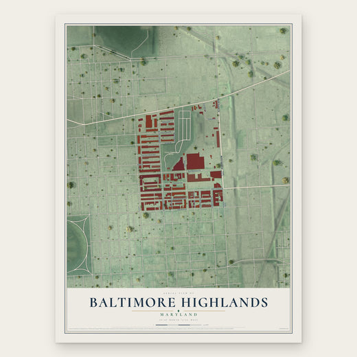 Baltimore Highlands, Maryland map print, the full design