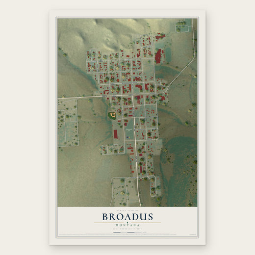 Broadus, Montana map print, the full design
