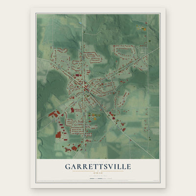 Garrettsville, Ohio map print, the full design