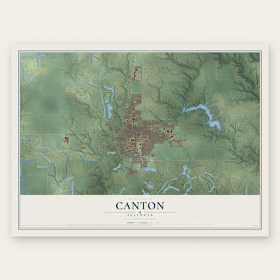 Canton, Illinois map print, the full design