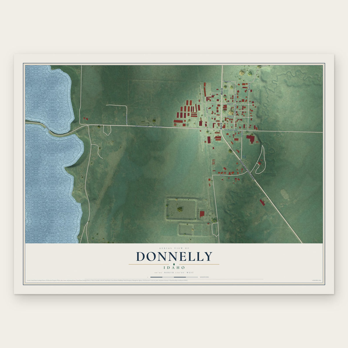 Donnelly, Idaho map print, the full design