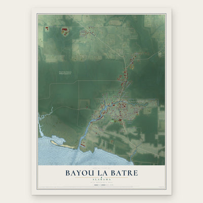Bayou La Batre, Alabama map print, the full design