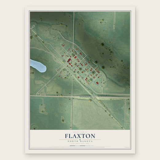 Flaxton, North Dakota map print, the full design