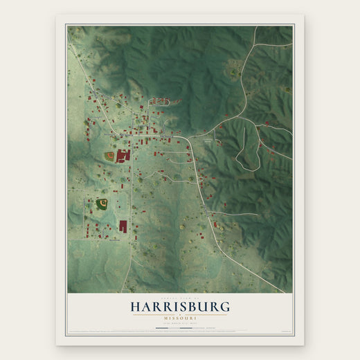 Harrisburg, Missouri map print, the full design