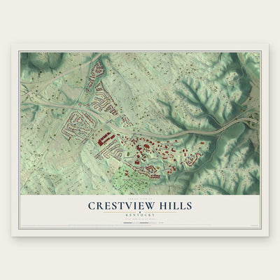 Crestview Hills, Kentucky map print, the full design