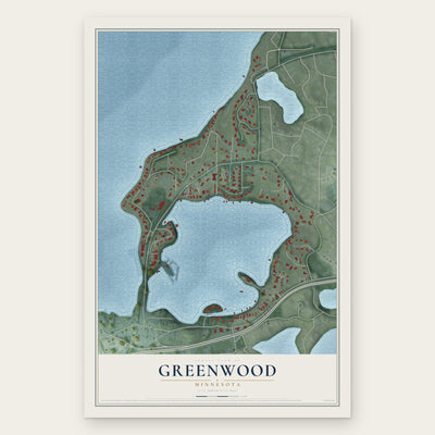 Greenwood, Minnesota map print, the full design