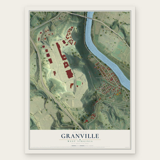 Granville, West Virginia map print, the full design