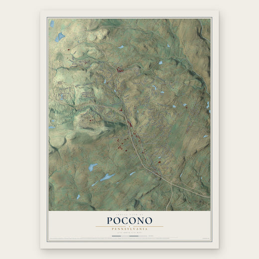 Pocono, Pennsylvania map print, the full design