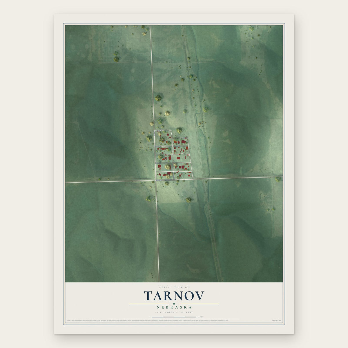 Tarnov, Nebraska map print, the full design