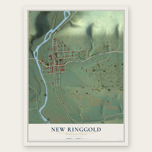 New Ringgold, Pennsylvania map print, the full design