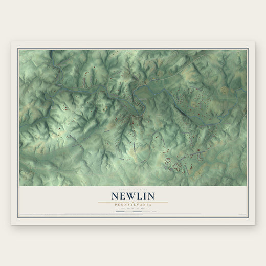 Newlin, Pennsylvania map print, the full design